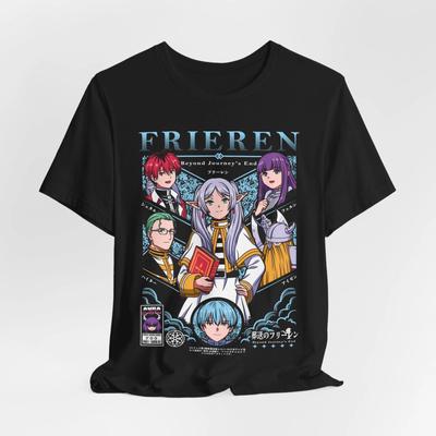 Custom Frieren Anime Character Collage Shirt | Manga Portraits, Magic Tome