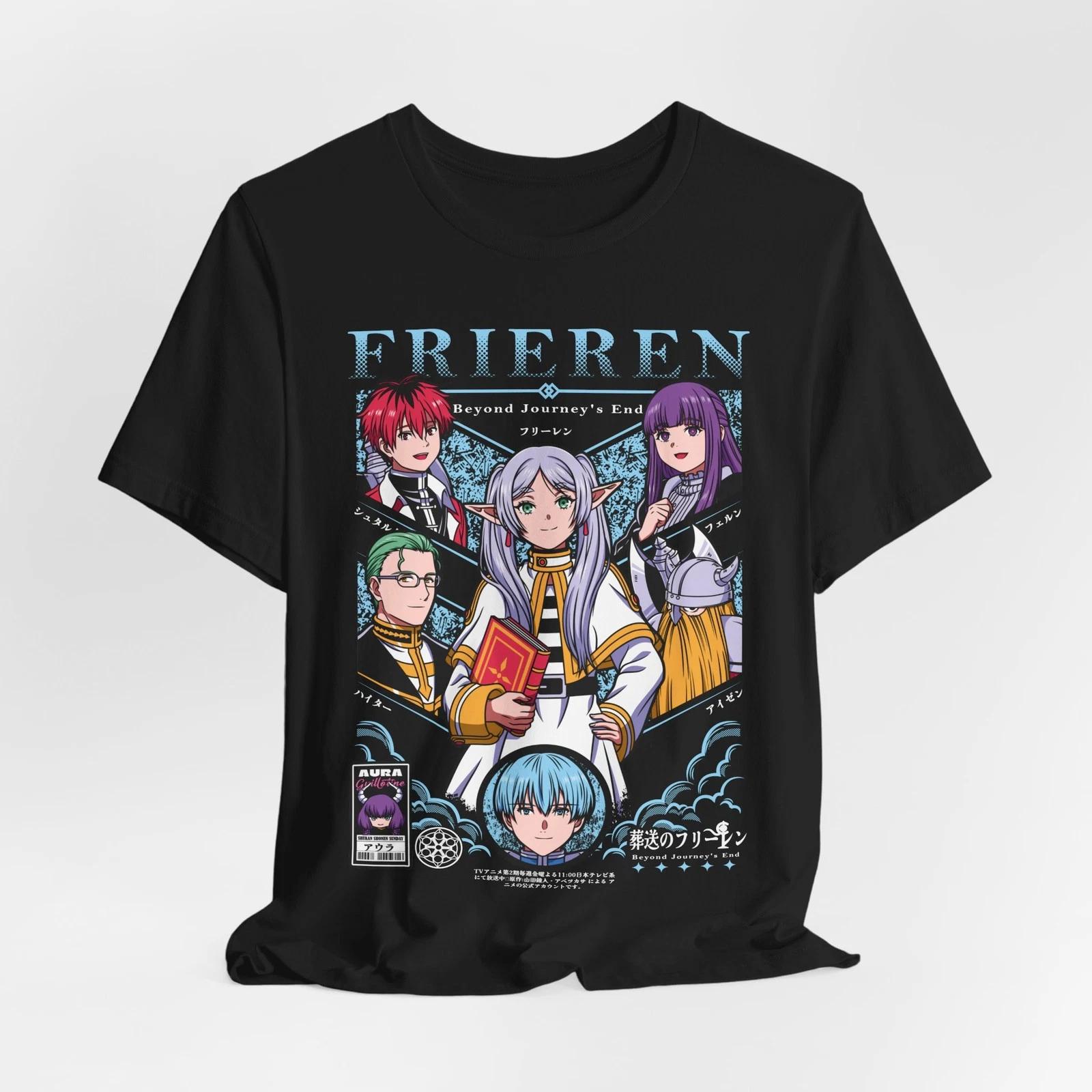 Custom Frieren Anime Character Collage Shirt | Manga Portraits, Magic Tome S