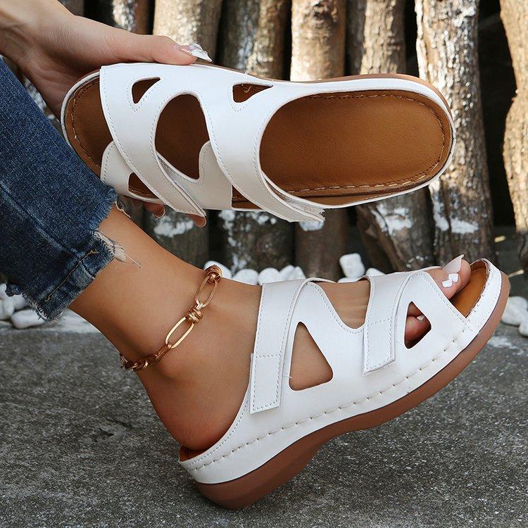 2023 Summer New Roman Sandals Casual Wedge Slippers Hollowed Out Fashion Breathable Women's Shoes