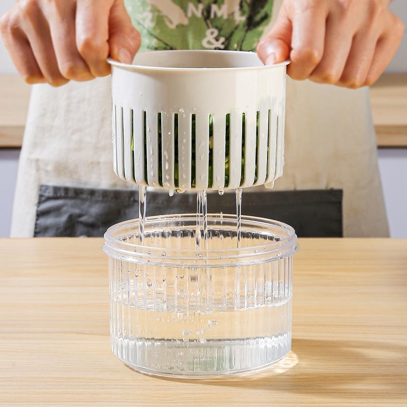 Sealed Fresh-Keeping Box Kitchen Refrigerator Storage Box Plastic Food Drain Storage Round Onion Ginger Garlic Storage Box