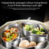Multi Compartment Steaming Tray Stainless Steel Plate, Fan Shaped Divided Steam Rack, Food Grade Grid Heat Resistant Non Stick Culinary Tool