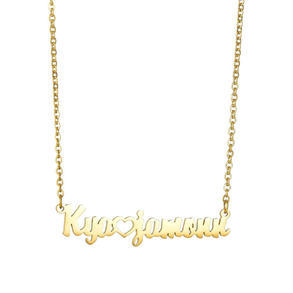 Custom Name Necklace Personalized Engraved Cutting Letter Name Gold Plating Necklace Stainless Steel Pendant Necklaces BWN92001