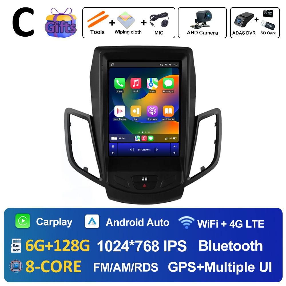 Wireless Carplay DSP Stereo For Ford Fiesta MK7 2009 2010 2011 2012 2013 2014 2015 2016 Android 14 Cooling fan GPS Navigation BT