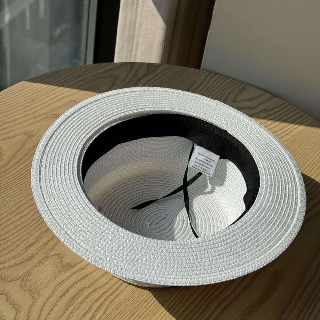 Elegant Retro Straw Hat Women's Summer Sun Protection Hat Printed Sun Hat Vacation Straw Top Hat