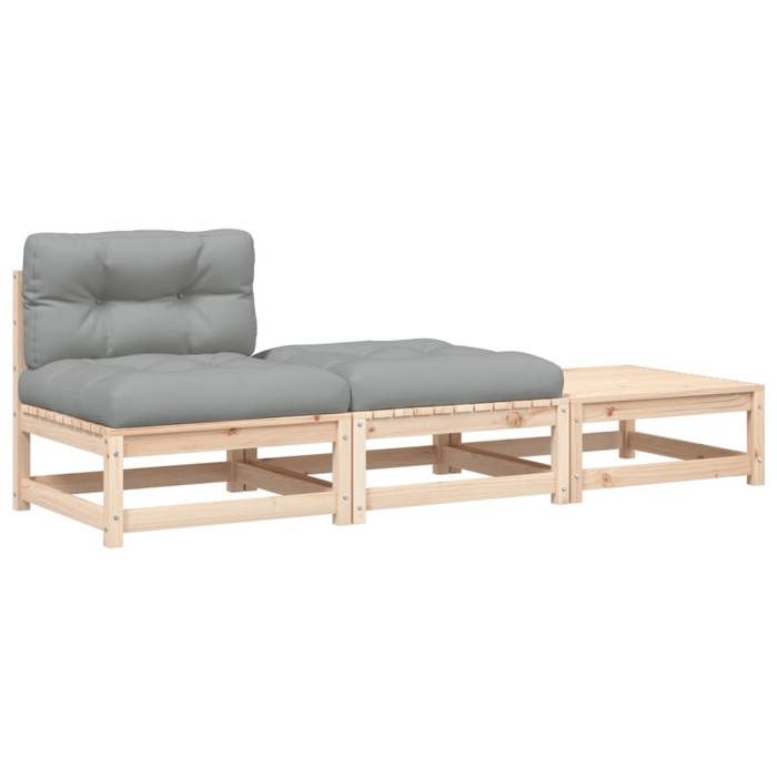 VidaXL Garden Sofa Without Armrests with Cushions and Footrest, Seat with Backrest, Patio Terrace Furniture 838142