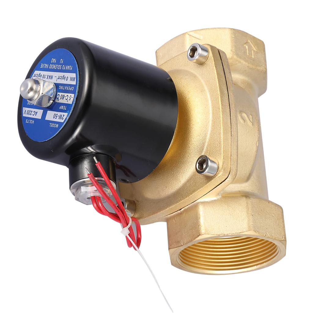 Compact Brass Electric Solenoid Valve, NC 2 AC 1MPa IP65 94oz Weight - Open When Power on, Always Close When Not Energized, for Fluids -5.80 degree