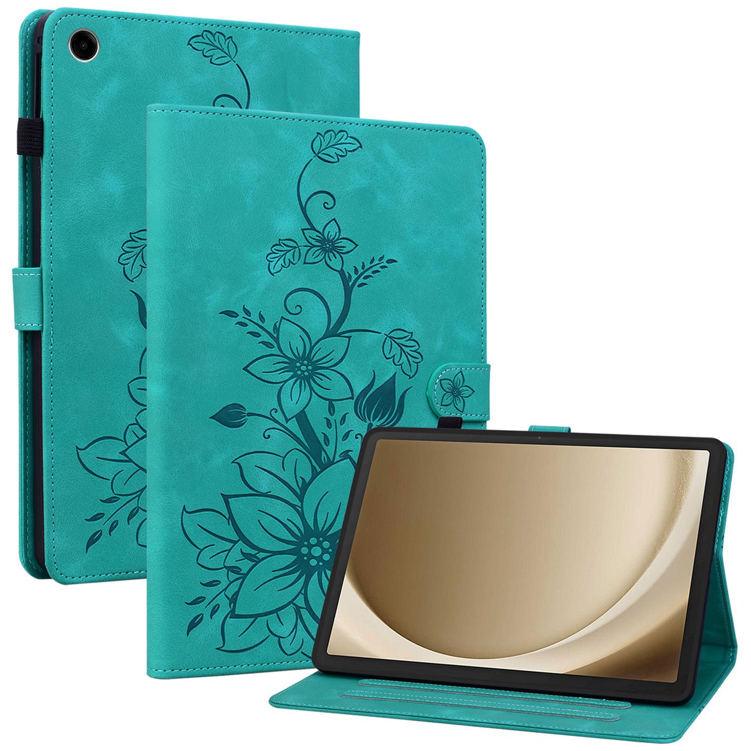 

Чехол для Samsung Galaxy Tab A9+ с отделениями для карт, противоударный, с тиснением, из искусственной кожи, чехлы для планшетов Green