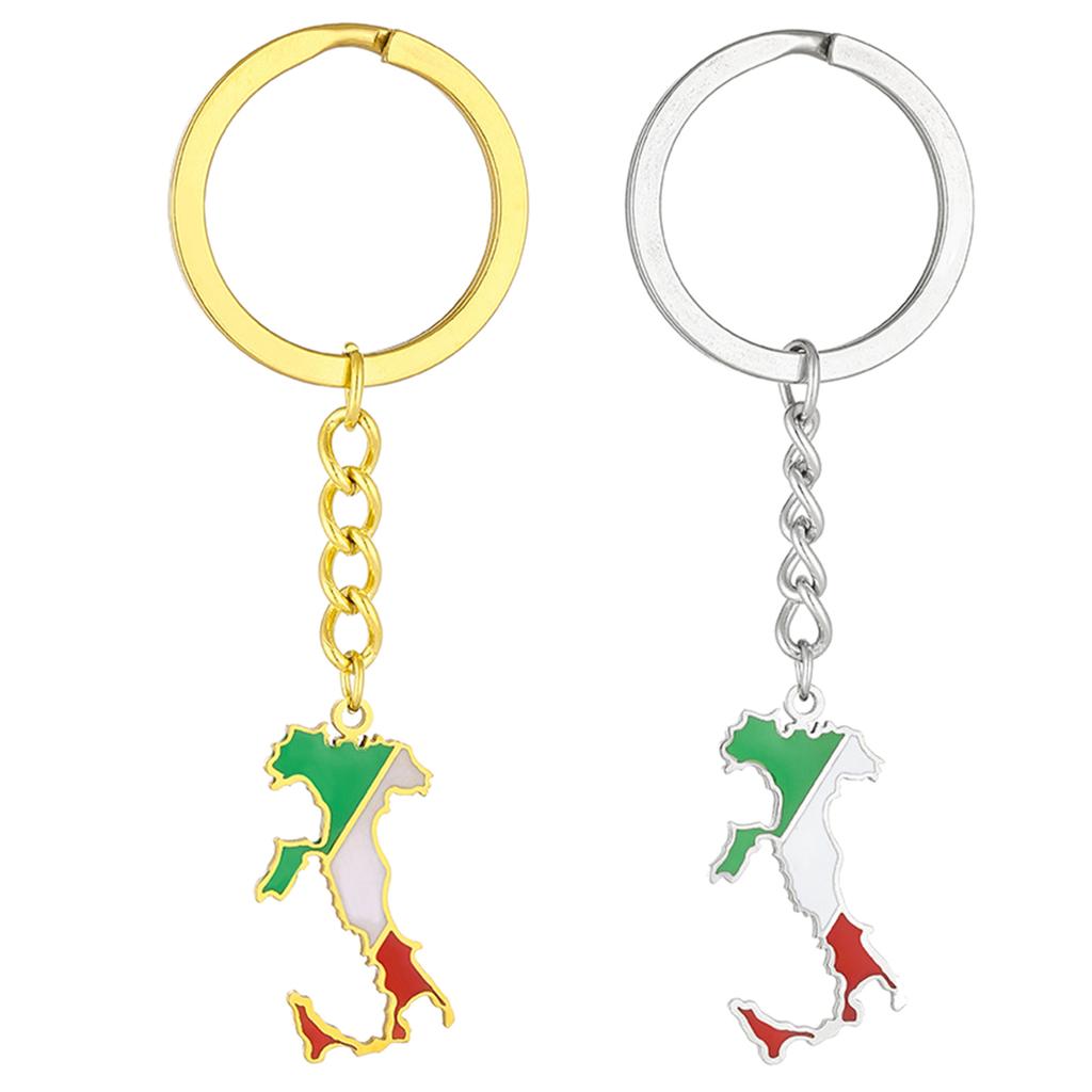 Trendiger Italien-Karten Schlüsselanhänger Edelstahl Material Schlüssel Schmuck Italien-Karten Schlüsselring Schlüssel Anhänger Geschenk für Frauen und Männer