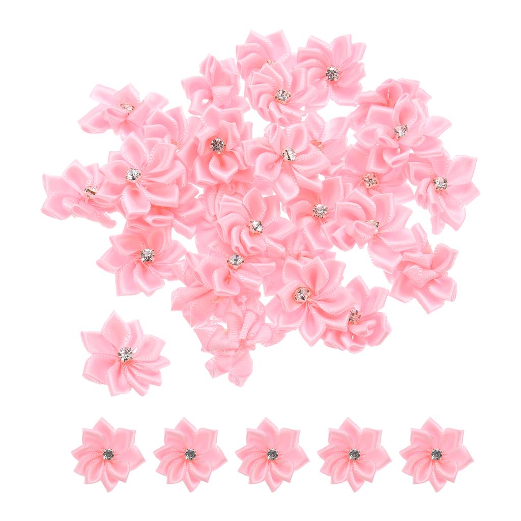 50/150 Pcs Small Ribbon Flowers Satin Ribbon Flowers Mini Fabric Flowers for Crafts DIY Wedding Ornament Appliques 1.2 Inch