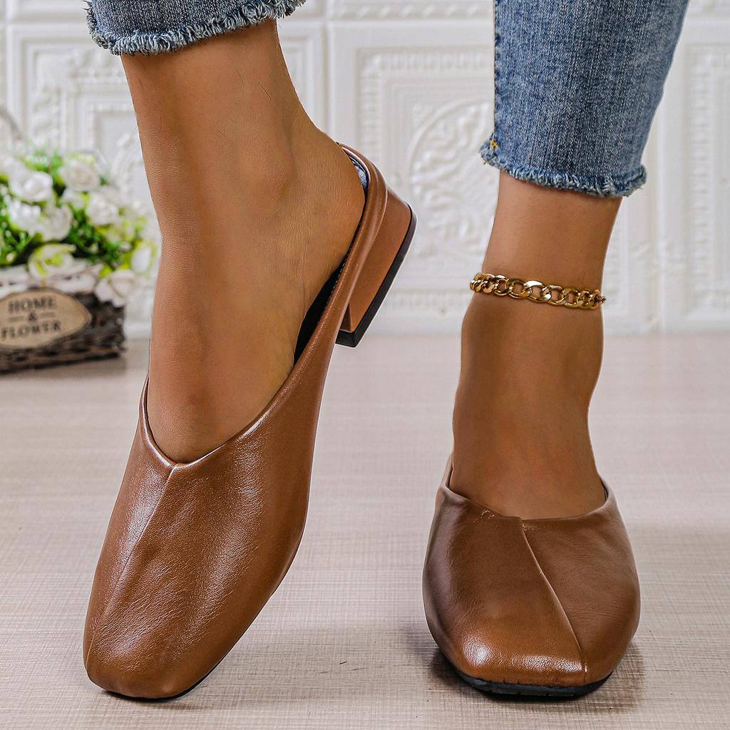 Fashion 2025 New Women Mules Shoes Low Heel Comfortable Slippers Outdoor Spring Summer Shoes Large Size Square Head Flat Sandals Women