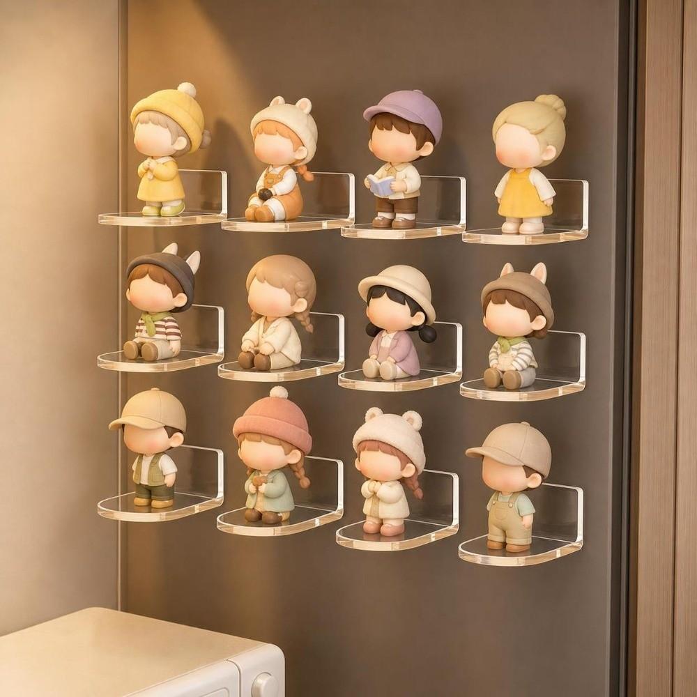 5 pcs Magnetic Acrylic Figure Stand Self-Adhesive Dolls Stand Shelf For Dolls