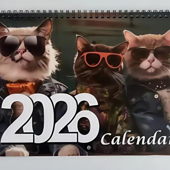 Yousheng 2026 Wall Calendar Jan 2026 - Dec 2026 12 Monthly Planner Wall Hanging Calendar with Funny Dog/Cat Images for School Home Office