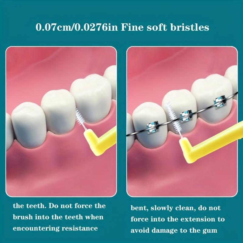 L-Shaped Interdental Brushes 10 Pack Portable Dental Cleaning Soft Bristles for Teeth Gaps Oral Care