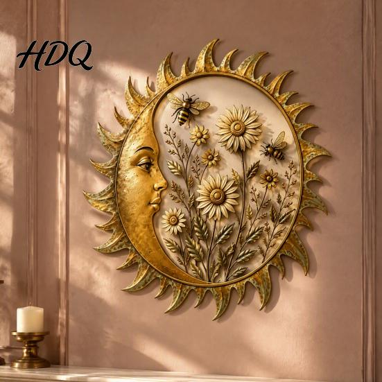 Nordic Home Decor Pieces Sunshine Garden Wall Decoration Dragonfly/Bee/Butterfly/Bird Decor Acrylic Sun Outdoor Hanging Sculpture Ornament