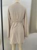 European & American Women's V-neck Lantern Sleeve Short Casual Dress with Waist-cinching Lace-up