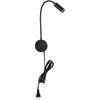 Reading Lamp Wall Sconces Light LED 3W Warm White 3000K Plug for Reading Books (Black 2pcs 3000K Cord)