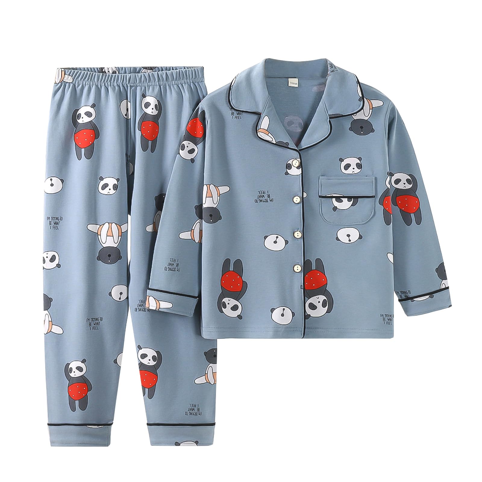 

P002 Пижама и брюки для мальчиков и домашняя одежда для малышей, топ с длинным рукавом и идеально подходит для и новый детский комплект «Умный медведь панда», футболка для девочек, с застежкой спереди,