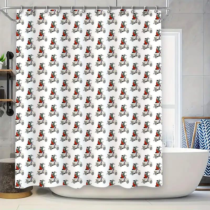 

Bathroom Shower Curtain Vintage Motorcycle Pattern Waterproof Fabric Decor Washable Home W60H190(CM)-1 Pcs
