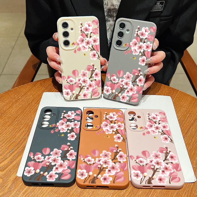 Pink Peach Blossom Case For Samsung Galaxy A17 A56 A16 A36 A26 A55 A54 A15 A34 5G S25 Edge S24 S23 Ultra S24 FE Soft Phone Cover
