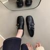 Inner Height Increase and Fleece Retro Square Head Single Shoes Platform Loafers Women's British Style Small Leather Shoes