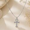 18K Gold-Plated Stainless Steel Zircon Cross Pendant Necklace for Women - Versatile and Fashionable Clavicle Chain Jewelry