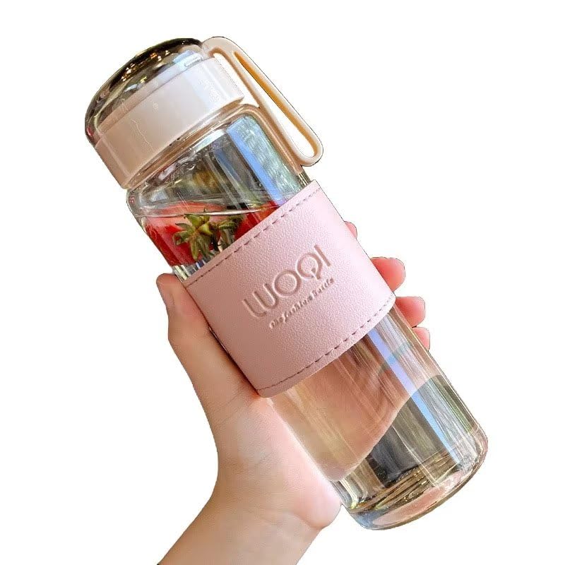 

FISHLUCK Water Bottle, Glass Bottle, High Boron Silicone Glass, Direct Drinking, Leak-Proof, Portable, Transparent, for Office, School, and Outdoor