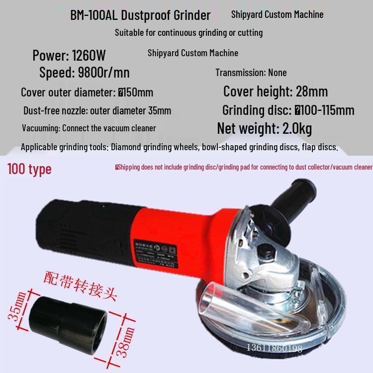 Bobang BMX-100 Dustless Vacuum Angle Grinder for Concrete and Stone Cutting