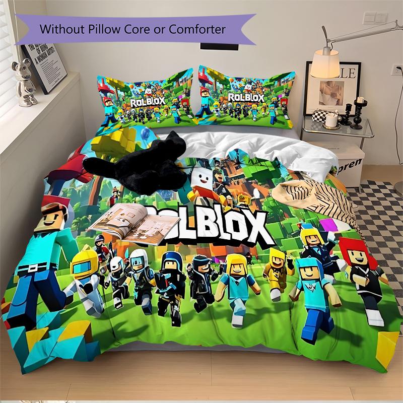 Endless Block World Exploration Printed 3pcs Bedding Set Soft Microfiber 1 Duvet Cover And 2 Pillowcases Home Bedroom Decor Xmas Gift Q1183