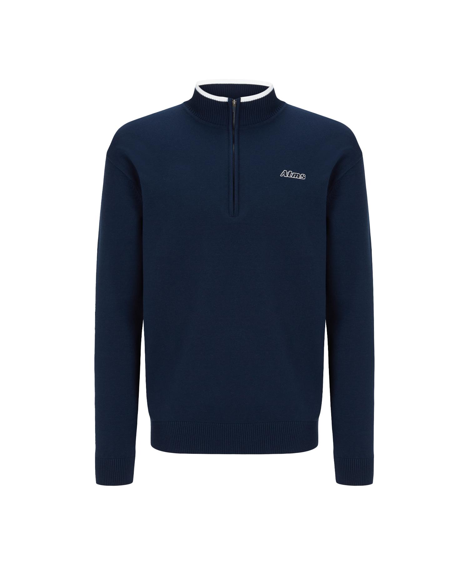 Antomas Atms Logo Knit Half Zip Men S - Navy M