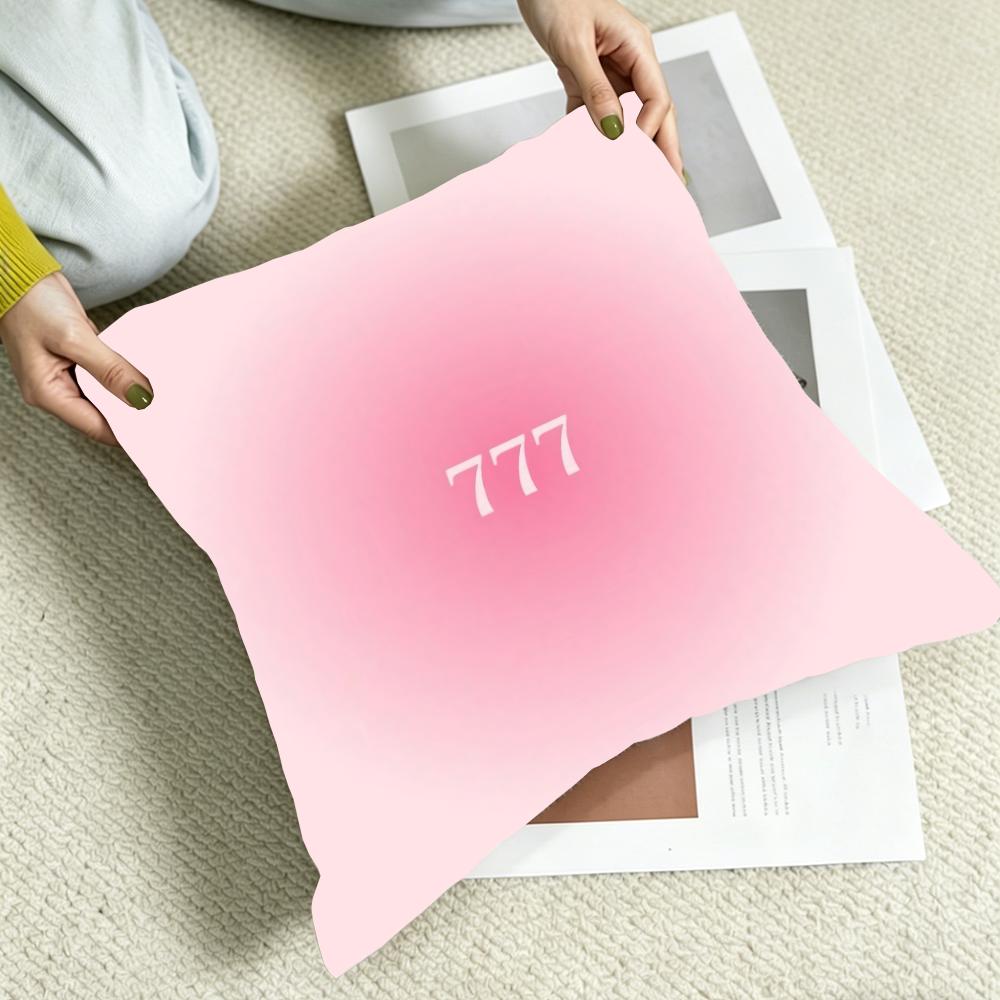 Cheerful Auspicious Pink Lucky Number 8 Cushion Cover Portable Floor Cushion For Travel Yoga Minimalist Text 2way Tricot