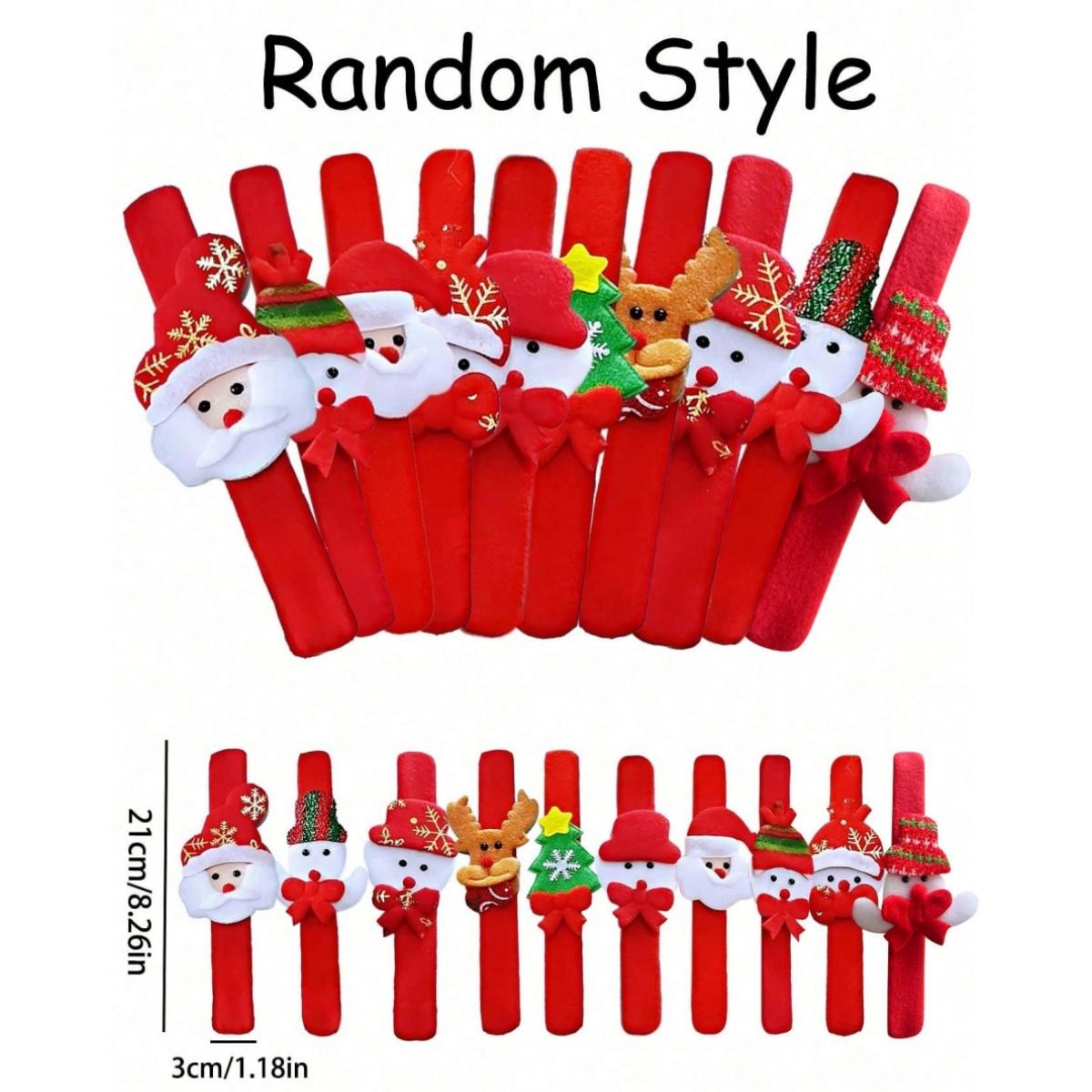 

1-30PCS Christmas Snap Bracelets Party Xmas Wristband Funny Gift Kids Snowman Claus Santa Bands Supplies Favor(Random Pattern) 1PC
