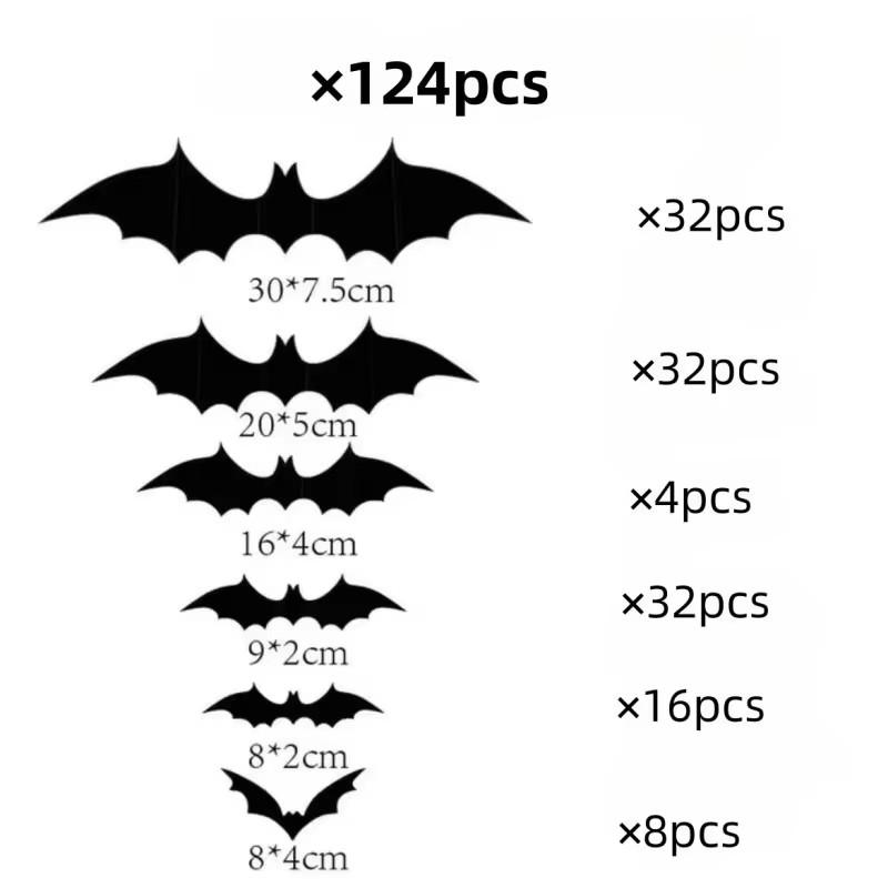 Halloween 3D Bats  Wall Decor,Realistic PVC 3D Bats Sticker for Home Indoor Outdoor Halloween Party Wall Decoration