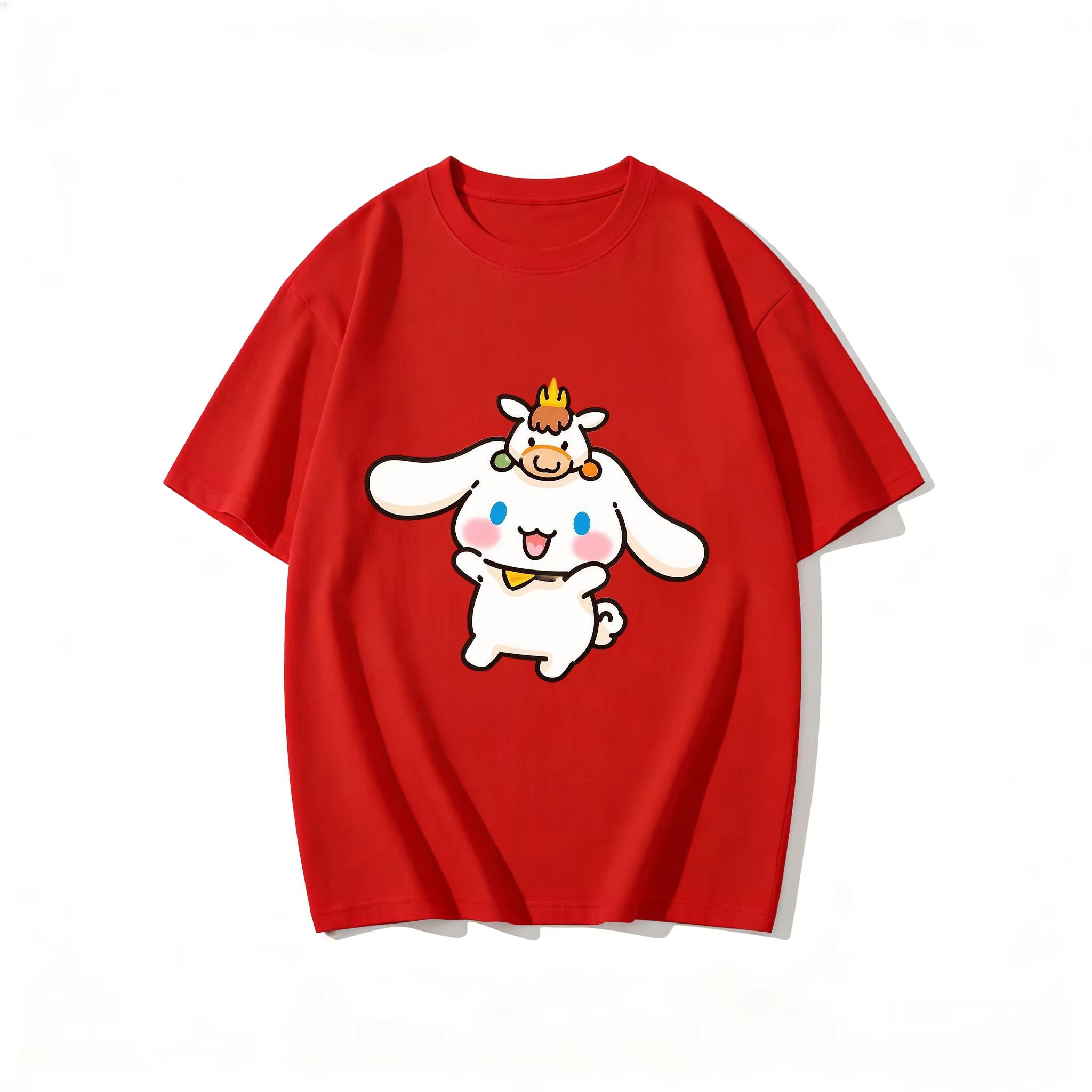 

2026 Cinnamoroll Tee soft cotton short sleeve crew neck cute print lightweight summer top for Women daily casual wear S