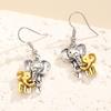 Retro Fashion Double Color Mother Elephant and Baby Elephant Pendant Dangle Earrings for Women Creative Jewelry Accessories Gift