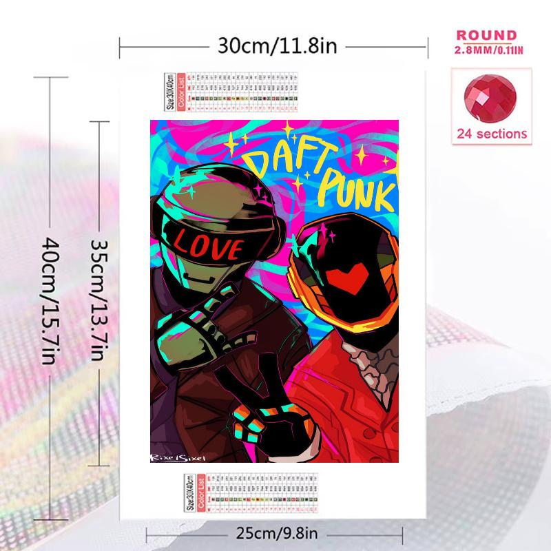 Daft Punk 100% Round Full Drill 5D DIY Diamond Painting Embroidery Cross Stitch Rhinestone Décor