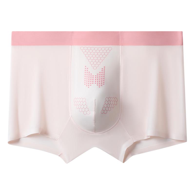 Large Size Men's Summer New Style Quick Dry Ice Silk No Mark Breathable Antibacterial Mid Waist Flat Angle Briefs