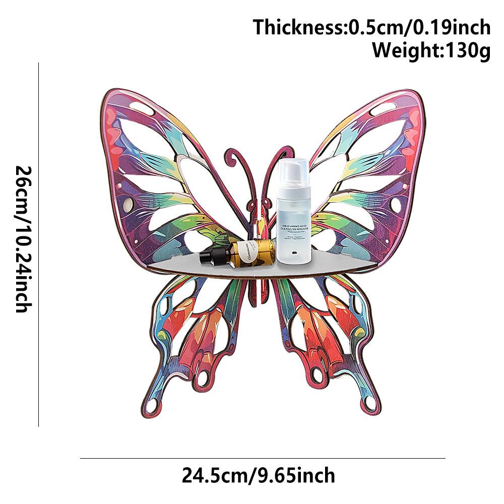 1PCS Wooden Butterfly Wall Decor Crystal Shelf Corner Hanging Organizer for Living Room Modern Geometric Pencil Holder Home