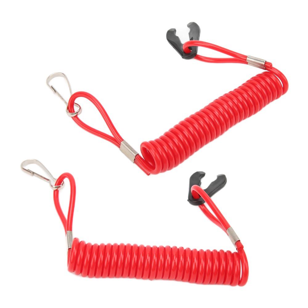 2PCS Red Marine Outboard Kill Switch Safety Lanyard Stop Switch Lanyard  Bike Usage