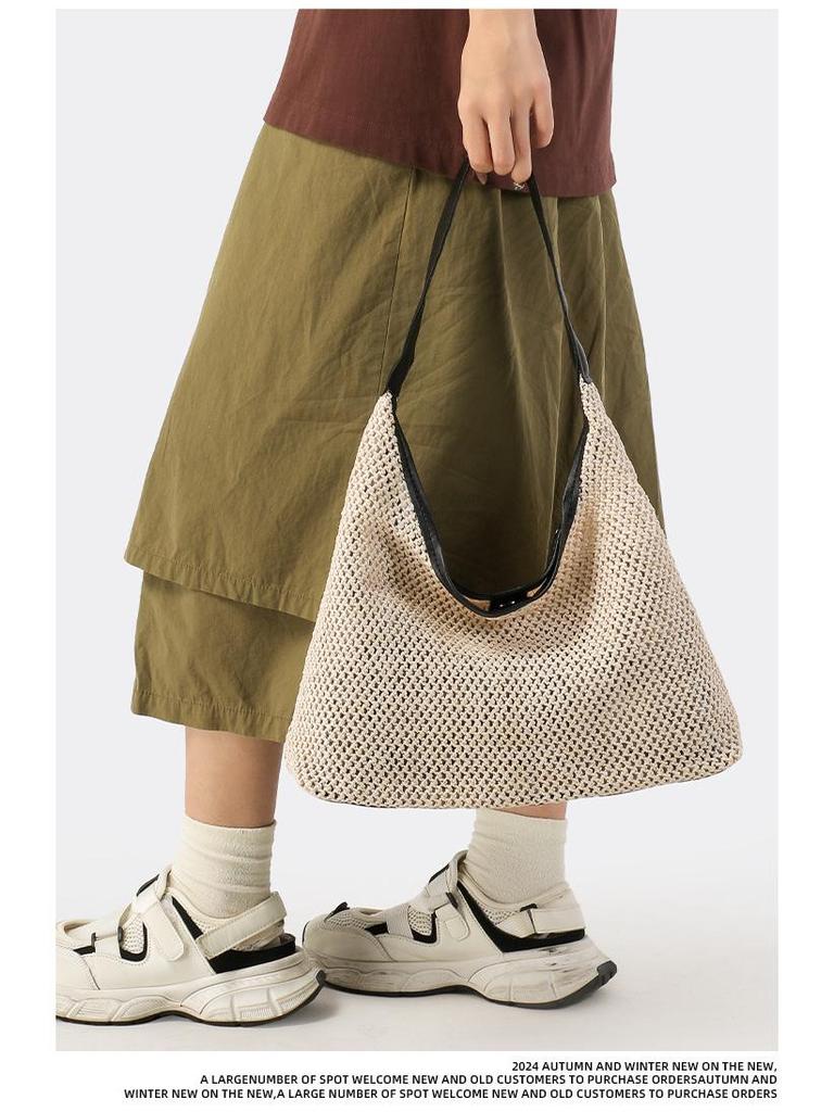 Korean Cross-border Woven Straw Tote: Large Capacity Beach & Shoulder Bag for Women