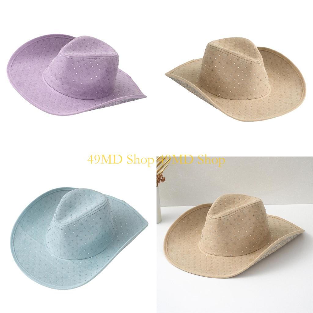 49MD Bride Party Hat Crystal Panama Hat for Male Female Dancing Comedian Actor