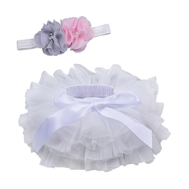 Conjunto de Shorts/Saias para Cobertura de Fraldas para Bebê Menina + Faixa de Cabeça para Bebês Recém-Nascidos Crianças Saia Tutu Fofa de Tule com Renda para Meninas