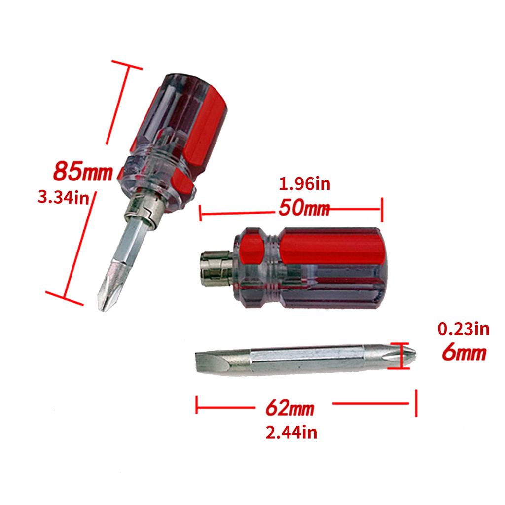 Pack of 2 Mini Double Use Screwdrivers Portable Design for Everyday Use and Emergency Repairs Flathead and Crosses Head