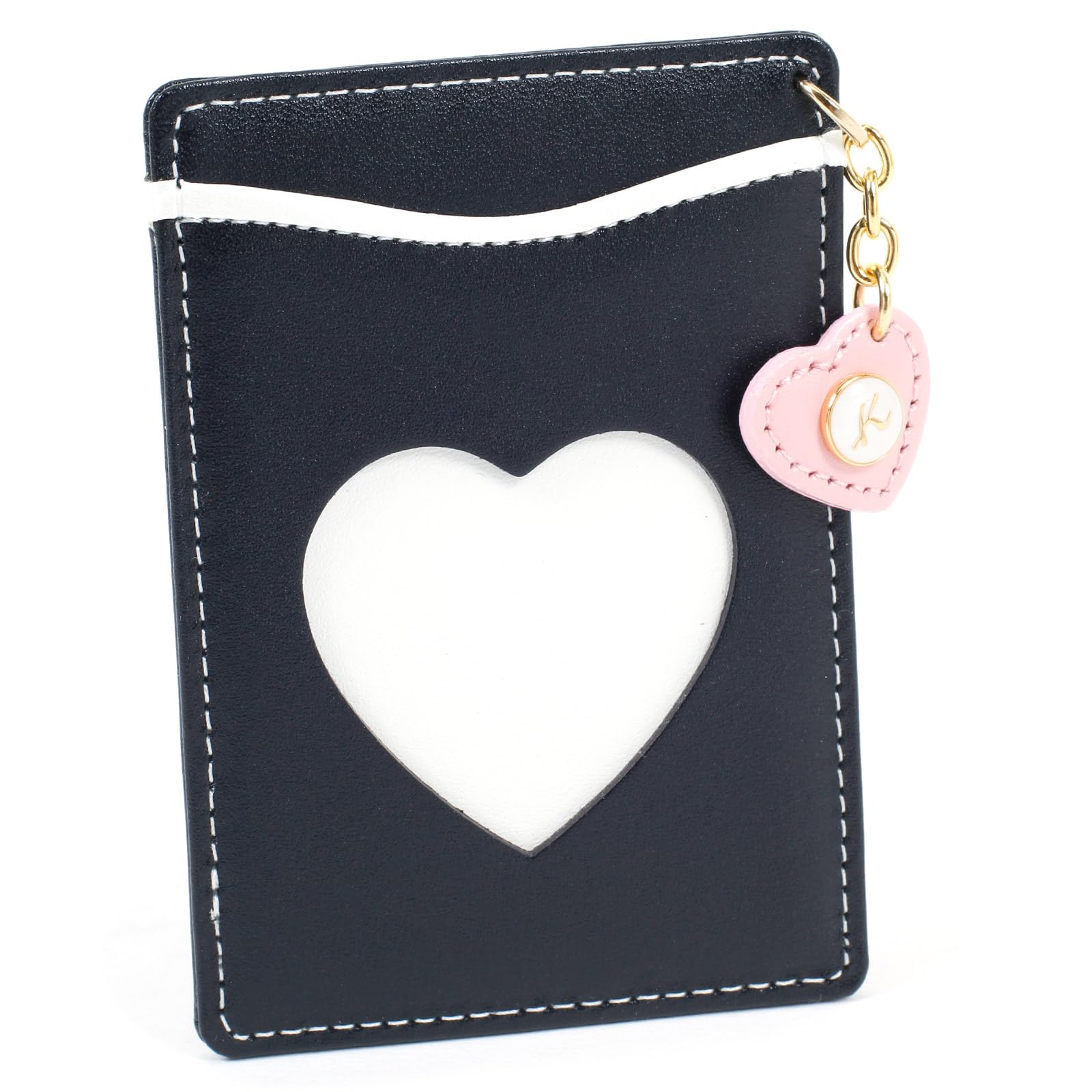 

Heart Motif Pass Case NH0570 Dark White 10903 [Kitamura] Blue/Pearl [Navy]