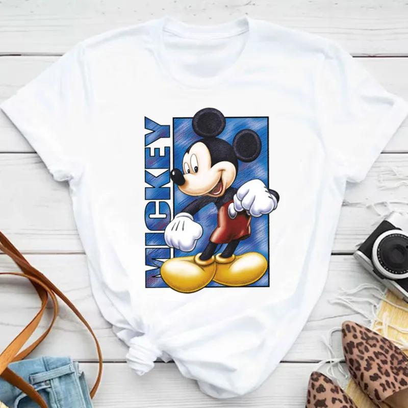 Kawaii Disney Cartoon Mickey Mouse T-shirt Female Harajuku Cute Minnie Mouse T-shirt Funny Donald Duck Pattern T-shirt Female
