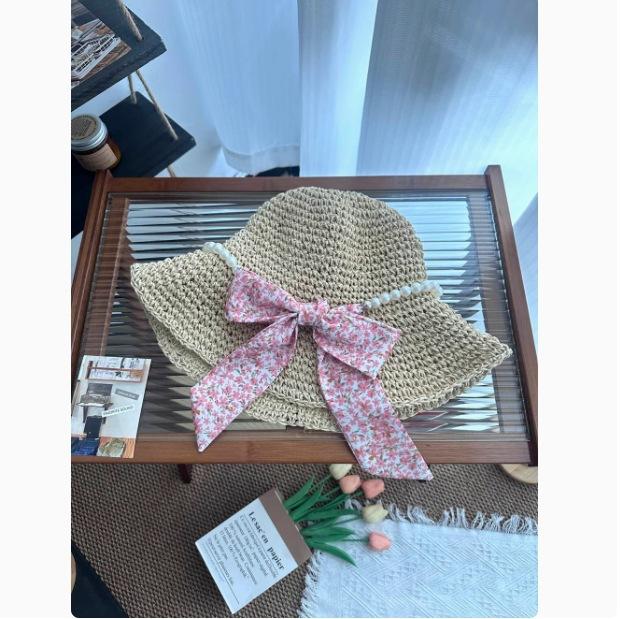 Daisy Raffia Woven Empty Top Hat Children Summer Outdoor Seaside Vacation Sunshade Sun Protection Straw Hat