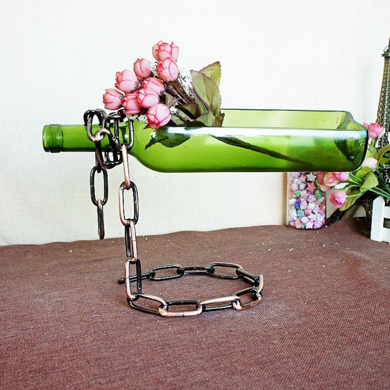 Iron Chain Wine Bottle Holder Hanging Wine Bottle Display Rack Kitchen Storage Rack Home Desktop Decoration