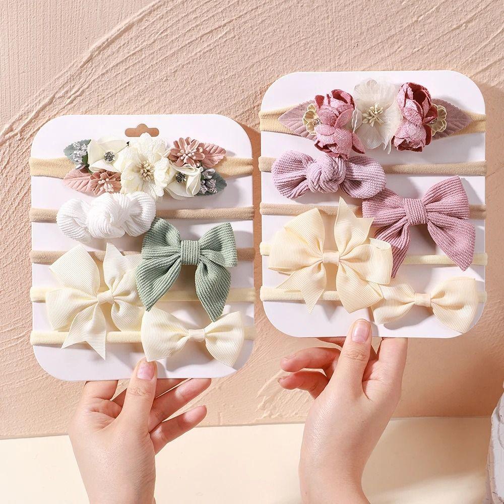 10Pcs Luxury Nylon Elastic Headband Flower Lace Hair Ties  for Baby Girl Infant Newborn Toddler