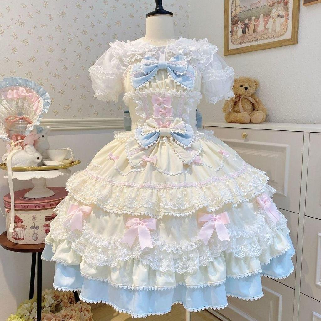 White Sugar Girl Original Lolita Summer Knit Strap Dress