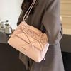 Women Bowknot Pu Shoulder Bag Large Capacity Bag With Adjustable Shoulder Strap Shopping Bag Stylish Fashion Solid Color Handbag