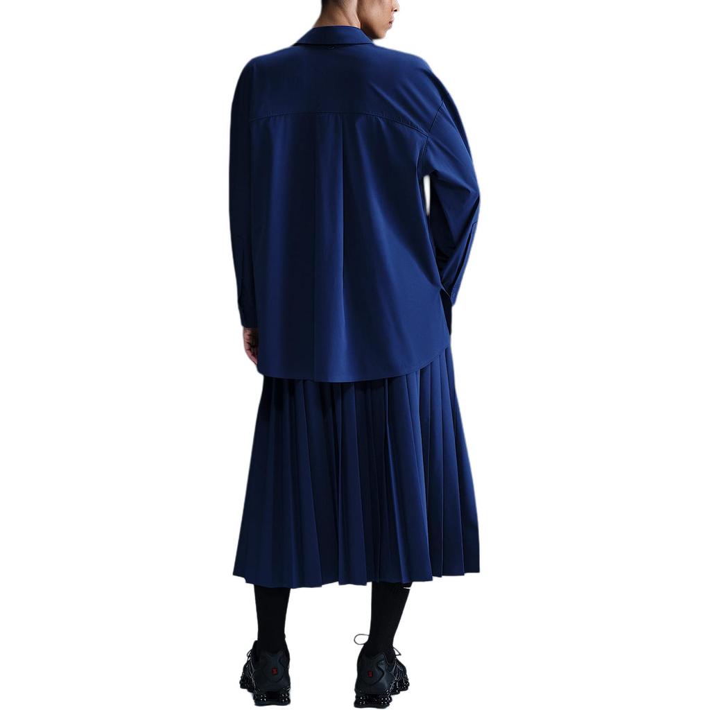 Nike Dri-Fit Oversize 24.7 Perfect Stretch Casual Fashion Quick-Dry Functional Long Sleeve Shirt Women shirts Deep-Navy Space-Blue HQ0237455